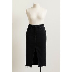 Sanctuary Womens Maxi Skirt‎ Size 28 Black Denim Front Slit Raw Hem Y2K 90s Fall